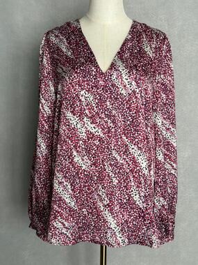 Boss Orange Baria Top Long Sleeve V-Neck Pink Women's Large NEW
